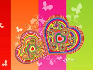 Preview wallpaper hearts, stripes, colorful