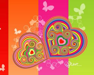 Preview wallpaper hearts, stripes, colorful