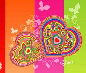 Preview wallpaper hearts, stripes, colorful