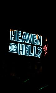 Preview wallpaper heaven or hell, neon, inscription, words
