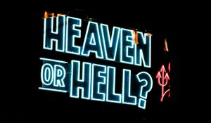 Preview wallpaper heaven or hell, neon, inscription, words