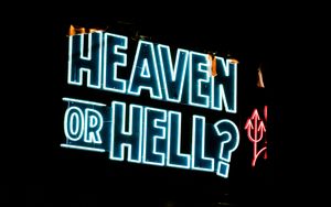 Preview wallpaper heaven or hell, neon, inscription, words