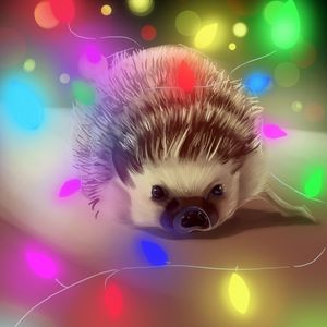 Preview wallpaper hedgehog, garland, art, glare, colorful