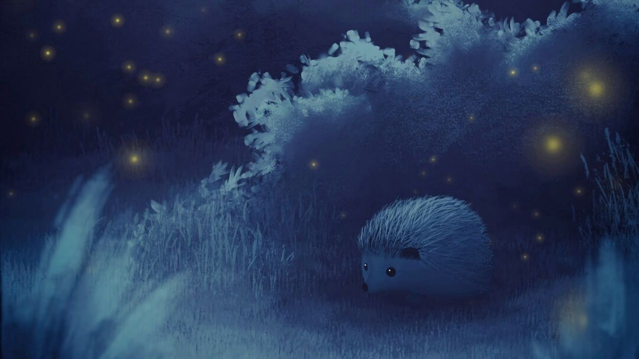 Wallpaper hedgehog, moon, night, forest, art
