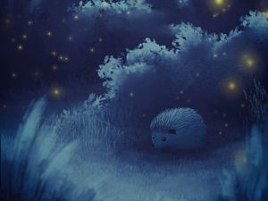 Preview wallpaper hedgehog, moon, night, forest, art