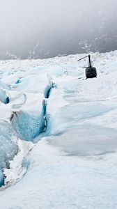 Preview wallpaper helicopter, glacier, snow, relief