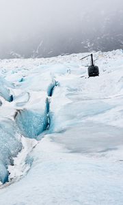 Preview wallpaper helicopter, glacier, snow, relief