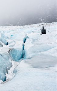 Preview wallpaper helicopter, glacier, snow, relief