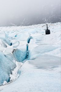 Preview wallpaper helicopter, glacier, snow, relief