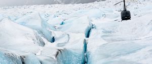 Preview wallpaper helicopter, glacier, snow, relief