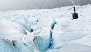 Preview wallpaper helicopter, glacier, snow, relief