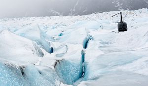 Preview wallpaper helicopter, glacier, snow, relief