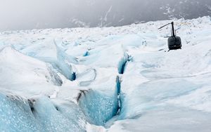 Preview wallpaper helicopter, glacier, snow, relief