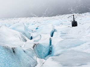 Preview wallpaper helicopter, glacier, snow, relief