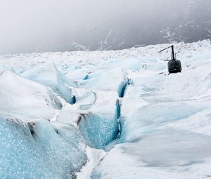 Preview wallpaper helicopter, glacier, snow, relief