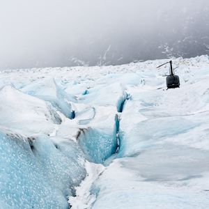 Preview wallpaper helicopter, glacier, snow, relief