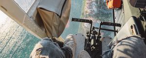 Preview wallpaper helicopter, pilot, overview, aerial view, height
