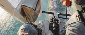 Preview wallpaper helicopter, pilot, overview, aerial view, height