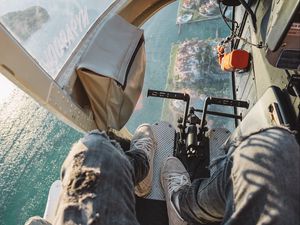 Preview wallpaper helicopter, pilot, overview, aerial view, height