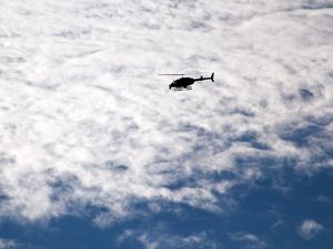 Preview wallpaper helicopter, sky, clouds, flight