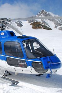 Preview wallpaper helicopter, snow, mountains, sky