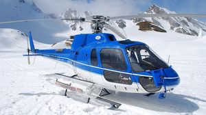 Preview wallpaper helicopter, snow, mountains, sky