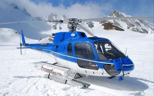 Preview wallpaper helicopter, snow, mountains, sky