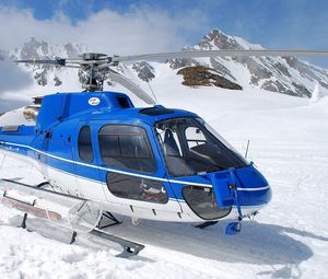 Preview wallpaper helicopter, snow, mountains, sky