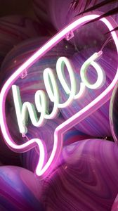 Preview wallpaper hello, neon, text, signboard, glow
