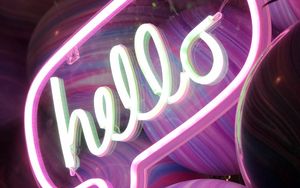 Preview wallpaper hello, neon, text, signboard, glow