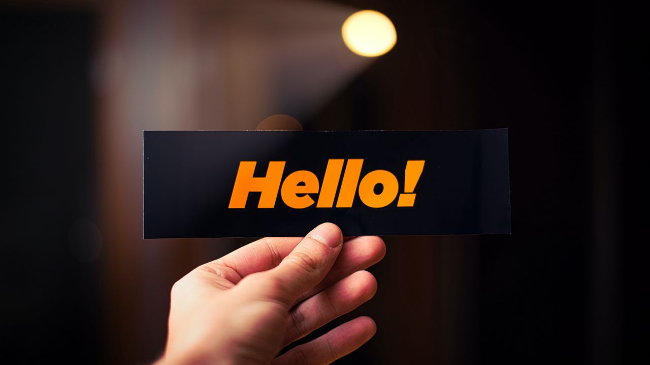 Wallpaper hello, word, card, hand