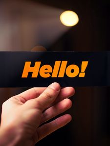Preview wallpaper hello, word, card, hand