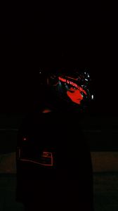 Preview wallpaper helmet, face, dark, light, red, black