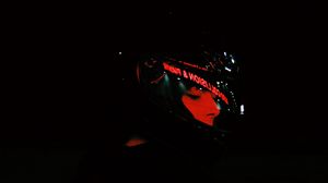 Preview wallpaper helmet, face, dark, light, red, black