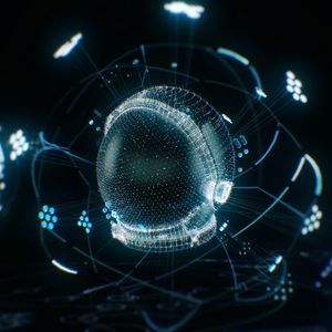 Preview wallpaper helmet, glow, hologram, sci-fi, abstraction