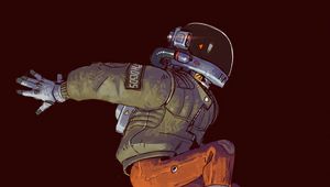 Preview wallpaper helmet, jump, man, sci-fi