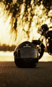 Preview wallpaper helmet, motorcycle, asphalt, black