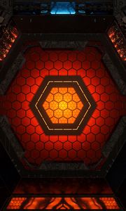 Preview wallpaper hexagon, figure, glow, device