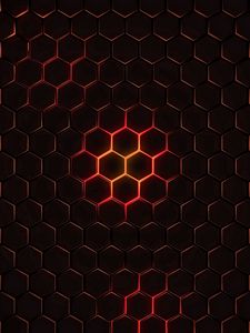 Preview wallpaper hexagons, cells, texture, glow, dark