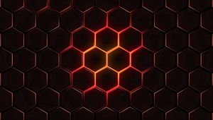 Preview wallpaper hexagons, cells, texture, glow, dark