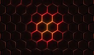 Preview wallpaper hexagons, cells, texture, glow, dark