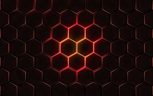 Preview wallpaper hexagons, cells, texture, glow, dark