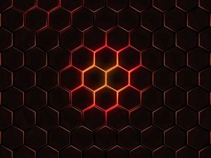 Preview wallpaper hexagons, cells, texture, glow, dark