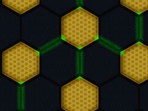 Preview wallpaper hexagons, diagram, circles, connections, glow