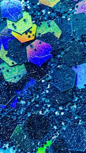 Preview wallpaper hexagons, glitter, abstraction, blue