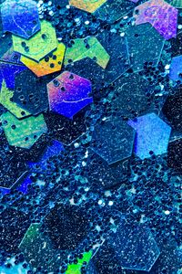 Preview wallpaper hexagons, glitter, abstraction, blue