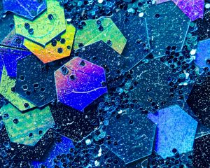 Preview wallpaper hexagons, glitter, abstraction, blue