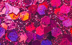 Preview wallpaper hexagons, glitter, glare, abstraction, pink