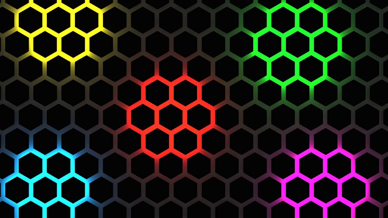 Wallpaper hexagons, glow, backlight, background