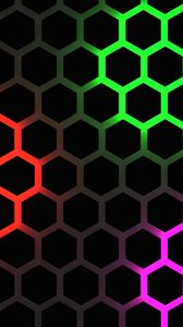 Preview wallpaper hexagons, glow, backlight, background